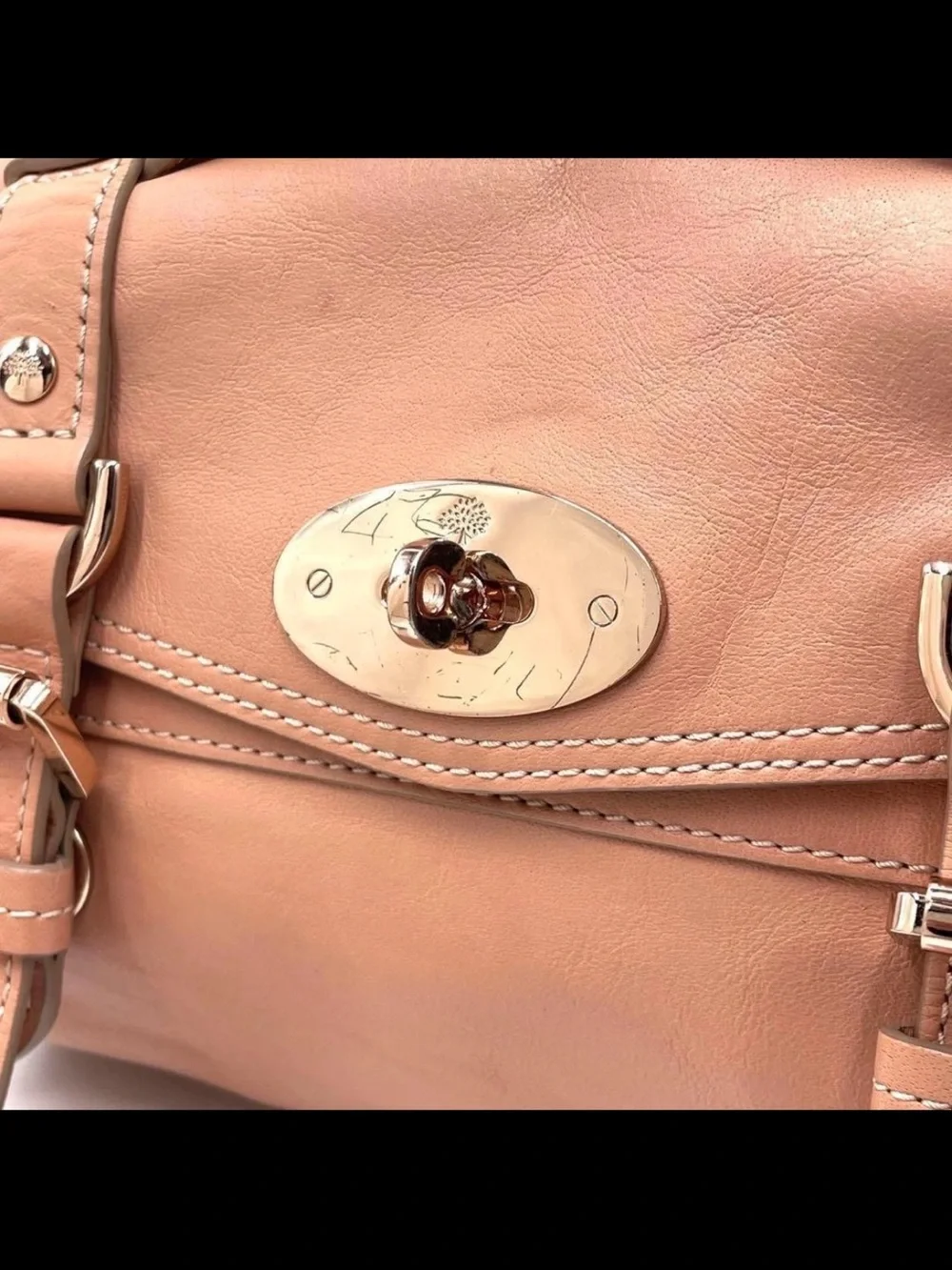 Mulberry Blush Pink Leather Satchel with Gold Hardware